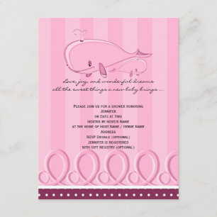 Pink Polka Dot Whale Baby Shower Invitation