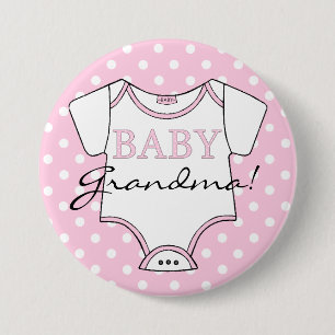 Pink Polka Dots Baby Grandma 3 Inch Round Button