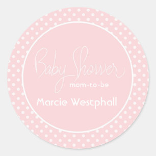 Pink Polka Dots Baby Shower Mom Classic Round Sticker