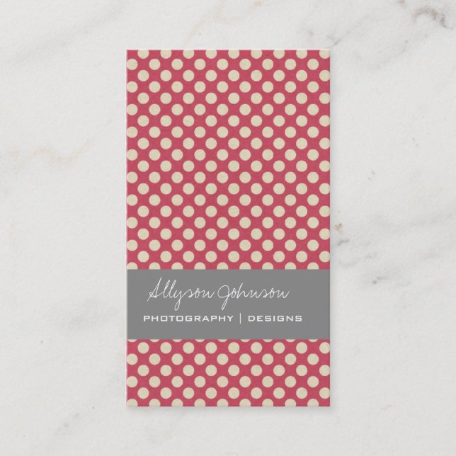 Pink Polka Dots  Background Business Cards (Front)