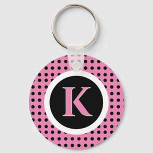 Pink Polka Dots Background Keychain