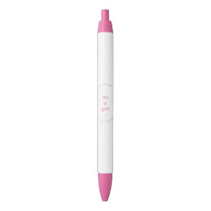 Pink polka dots circle It's a girl baby custom pen