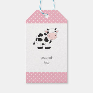 Pink Polka Dots Cow Gift Tags