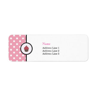 Pink Polka dots Cupcakes Cute Bakery Address Label