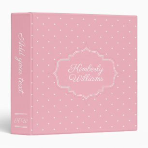 Pink Polka Dots Customizable Monogram Binder