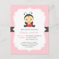 Pink Polka Dots Cute Ladybug Girl Baby Shower
