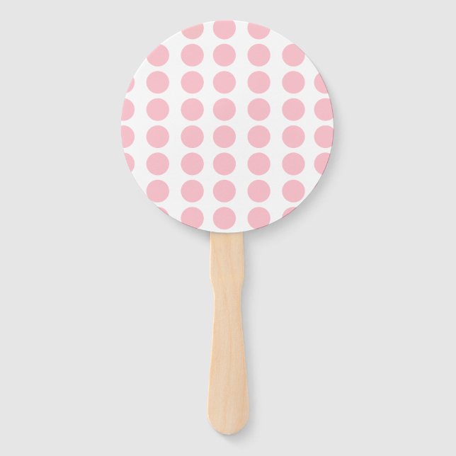 Pink Polka Dots Design Hand Fan (Front)