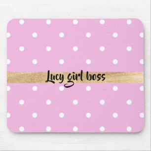 pink polka dots editable personalization mouse pad