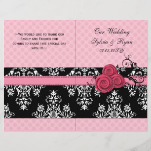 pink polka dots floral book fold Wedding program