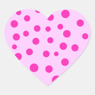 Pink Polka Dots Heart Stickers