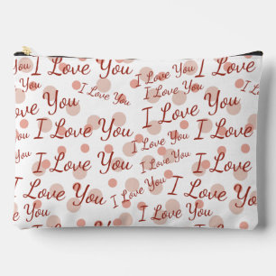 Pink Polka Dots I Love You  Accessory Pouch