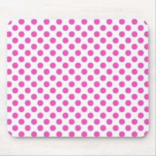 pink polka dots in white mousepad