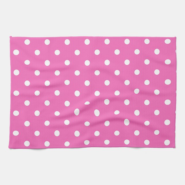 pink polka dots kitchen towel (Horizontal)
