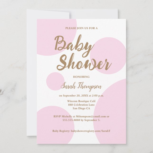 Pink Polka dots Modern Chic  Baby Shower  Invitation (Front)