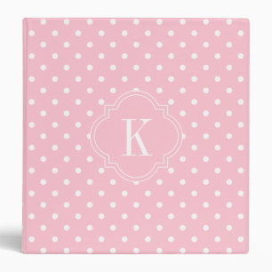 Pink Polka Dots Monogram Binder