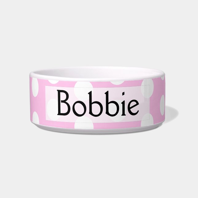 Pink Polka Dots Monogram Pattern Bowl (Front)