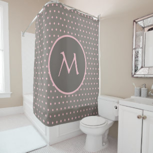 Pink polka dots monogrammed grey