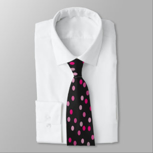 Pink Polka Dots on Black Tie