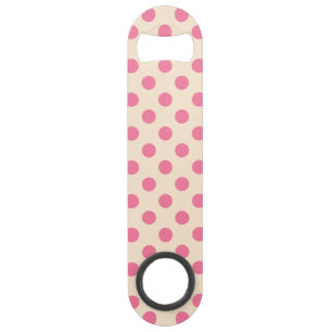 Pink polka dots on cream bar key