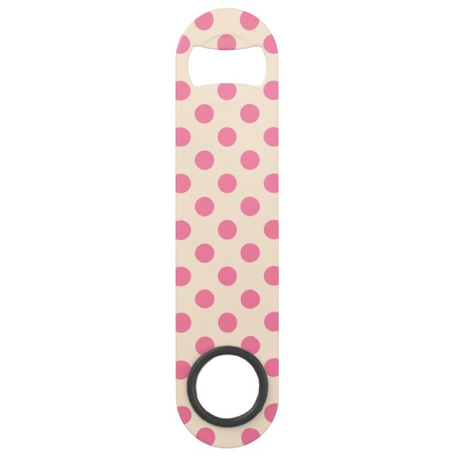 Pink polka dots on cream bar key (Front)