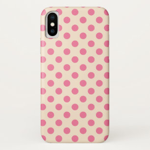 Pink polka dots on cream iPhone x case