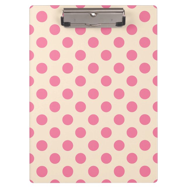 Pink polka dots on cream clipboard (Front)