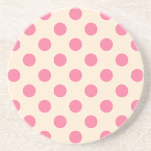 Pink polka dots on cream coaster