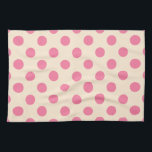 Pink polka dots on cream kitchen towel<br><div class="desc">Pink polka dots on cream</div>