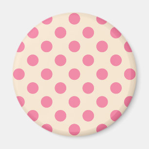 Pink polka dots on cream magnet