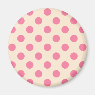 Pink polka dots on cream magnet