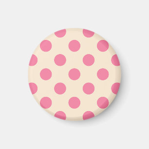 Pink polka dots on cream magnet