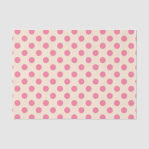 Pink polka dots on cream tissue paper