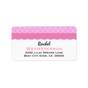 Pink Polka Dots on White Background 9 Label