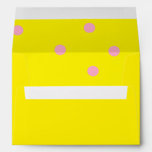 Pink polka dots on yellow  envelope
