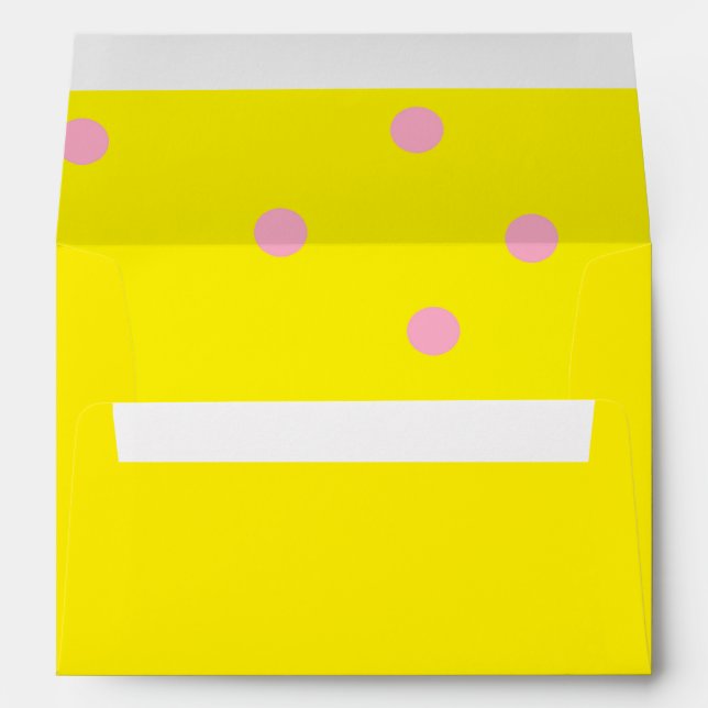 Pink polka dots on yellow  envelope (Back (Bottom))