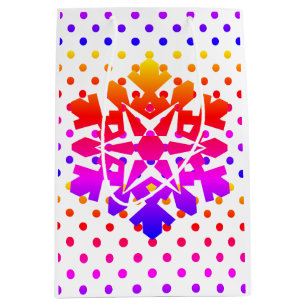 Pink polka dots , orange , purple, blue snowflake medium gift bag