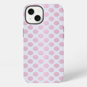 Pink Polka Dots over Silvery White iPhone 13 Case