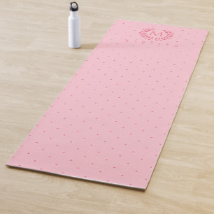 Pink Polka Dots Pattern And Pretty Laurel Monogram Yoga Mat