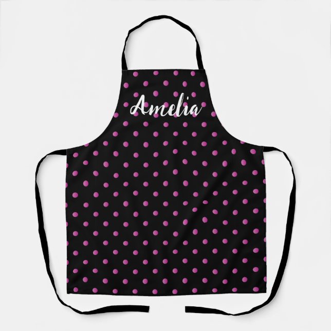 pink polka dots pattern apron (Front)