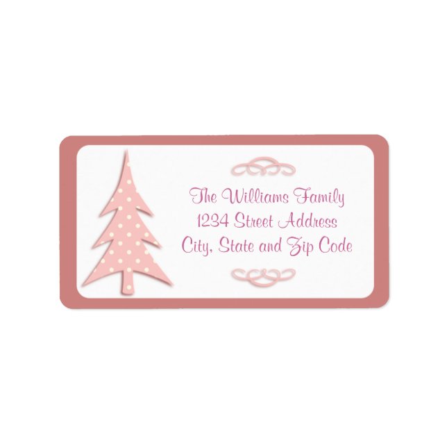 Pink Polka Dots Pattern Christmas Tree Label (Front)