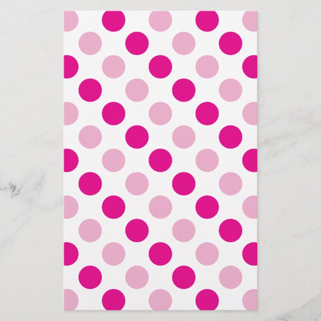 Pink polka dots pattern stationery (Front)