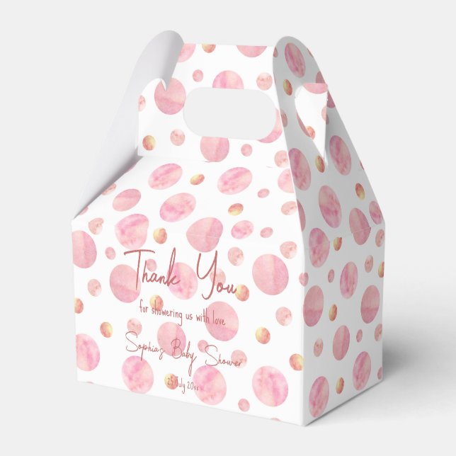 Pink  polka dots personalized favour box (Front Side)
