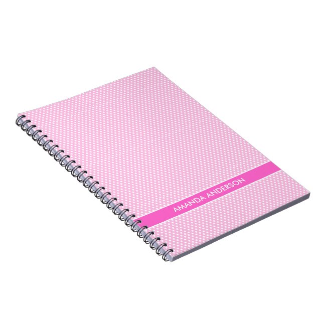 Pink Polka Dots Personalized Notebook / Journal (Right Side)