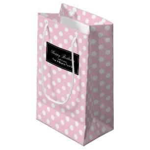 Pink Polka Dots Personalized Small Gift Bag