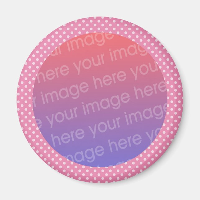 pink polka dots photo frame magnet (Front)