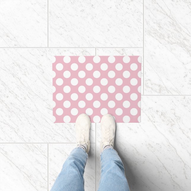 Pink Polka Dots, Polka Dot Pattern, Dots, Dotted Doormat (Indoor)