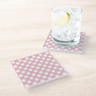 Pink Polka Dots, Polka Dot Pattern, Dots, Dotted Glass Coaster