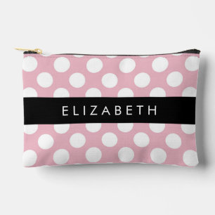 Pink Polka Dots, Polka Dot Pattern, Your Name Accessory Pouch