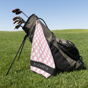 Pink Polka Dots, Polka Dot Pattern, Your Name Golf Towel