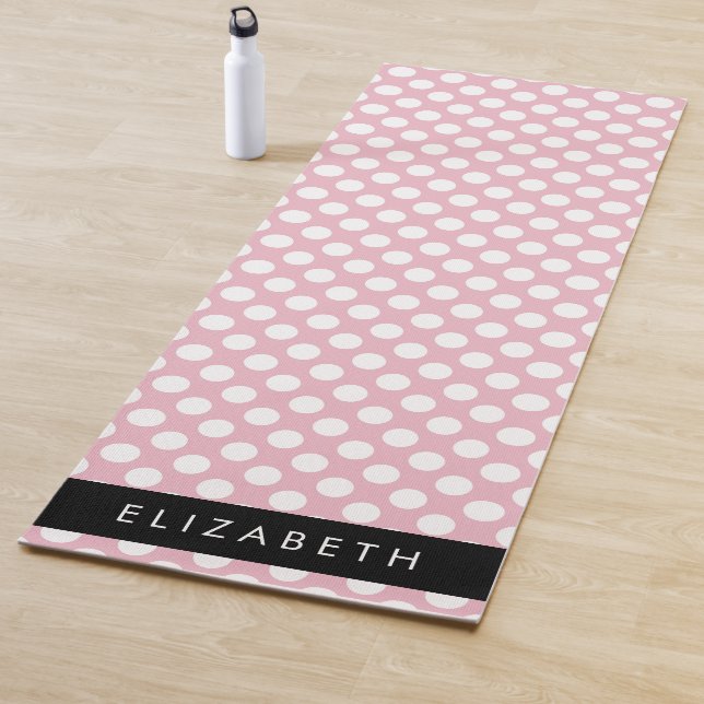 Pink Polka Dots, Polka Dot Pattern, Your Name Yoga Mat (In Situ)